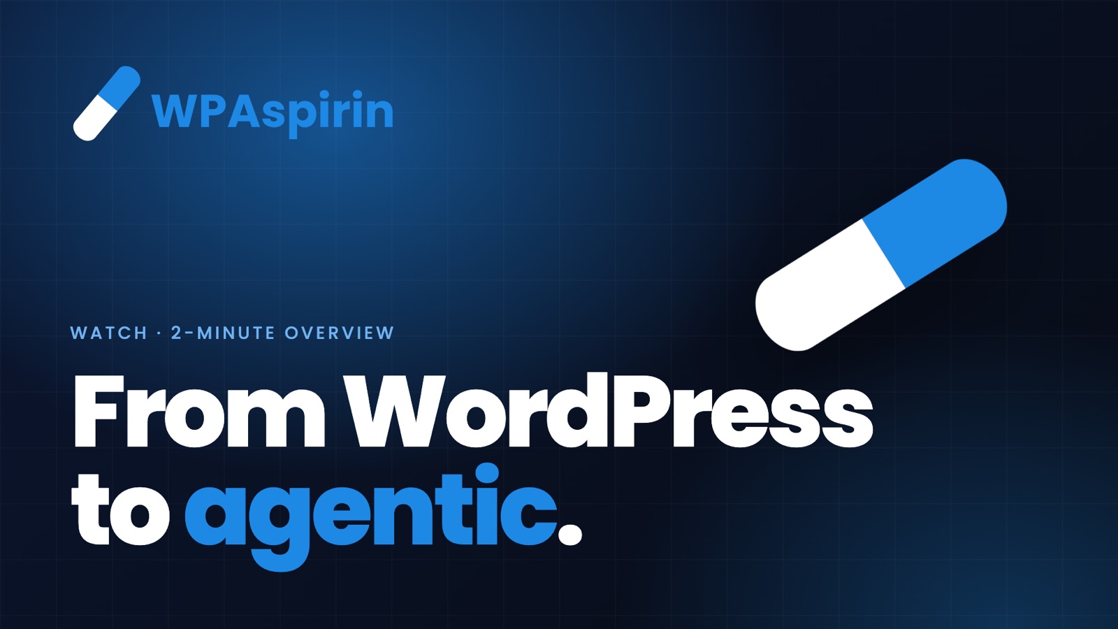 WPAspirin: From WordPress to agentic. Watch the 2-minute overview.